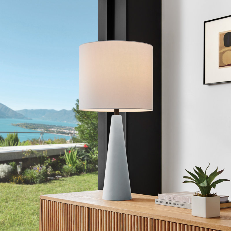 Dyre 30.75'' Battery Powered Integrated LED Outdoor Table Lamp, Gray