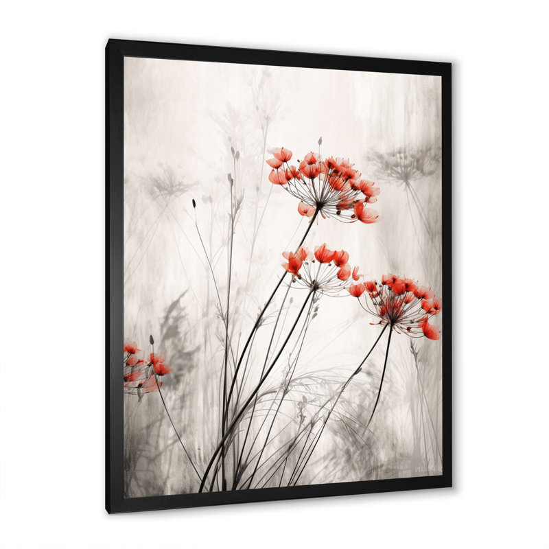 Red Grey Herb Garden III, 20" H x 12" W x 1" D, Black Single Picture Framed