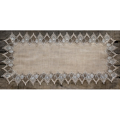 Lace Table Runner Neutral Earth Tones Dresser Scarf Coffee Table Runner Brown Beige (16Wx36l)