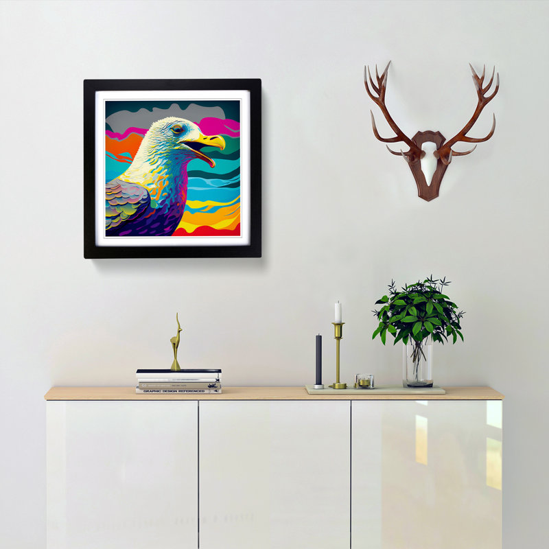 Seagull Pop - Single Picture Frame Print on Wood, Black