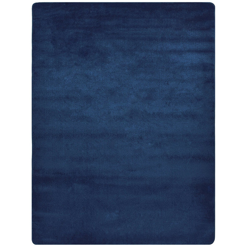 Tapis lavable antidérapant à poils doux de style bleu marine de la collection Guimauve 5 pi x 7 pi