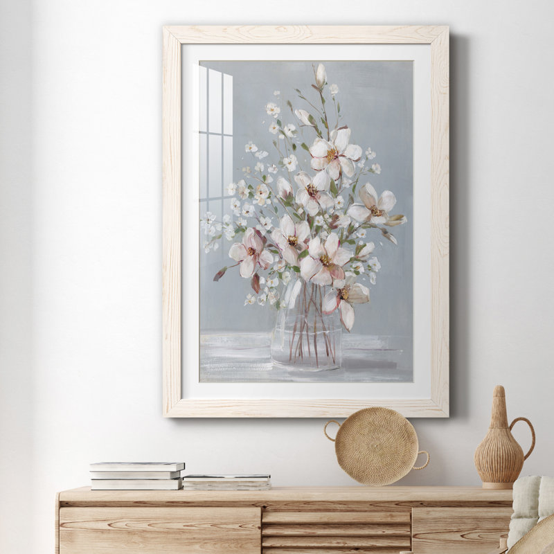 Magnolia Romance - Reproduction d'art sur papier encadrée, H 31 po x l 44 po x P 1 po, Blanc