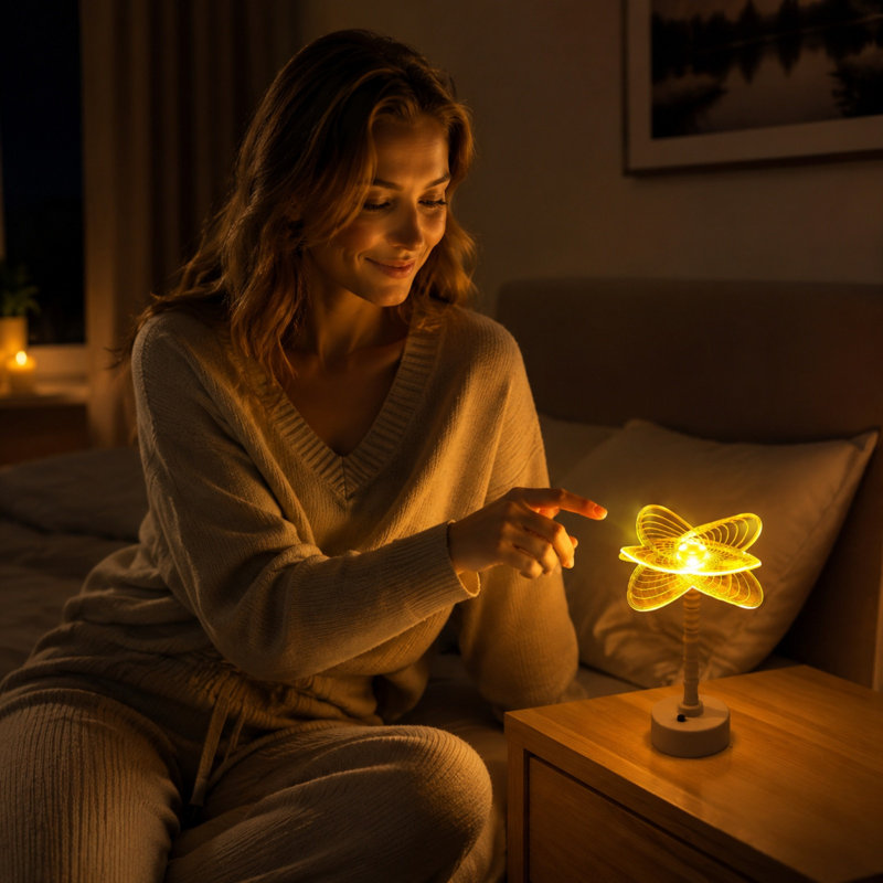 LED Night Light Acrylic Gift Ambient Light Table Lamp Bedroom Bedside Decor Light
