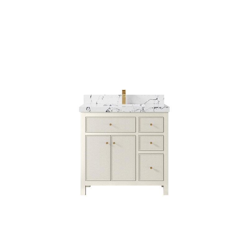 Sonoma 36 po X P 22 po Meuble-lavabo central en albâtre Quartz, 2 dans la nuit Viola