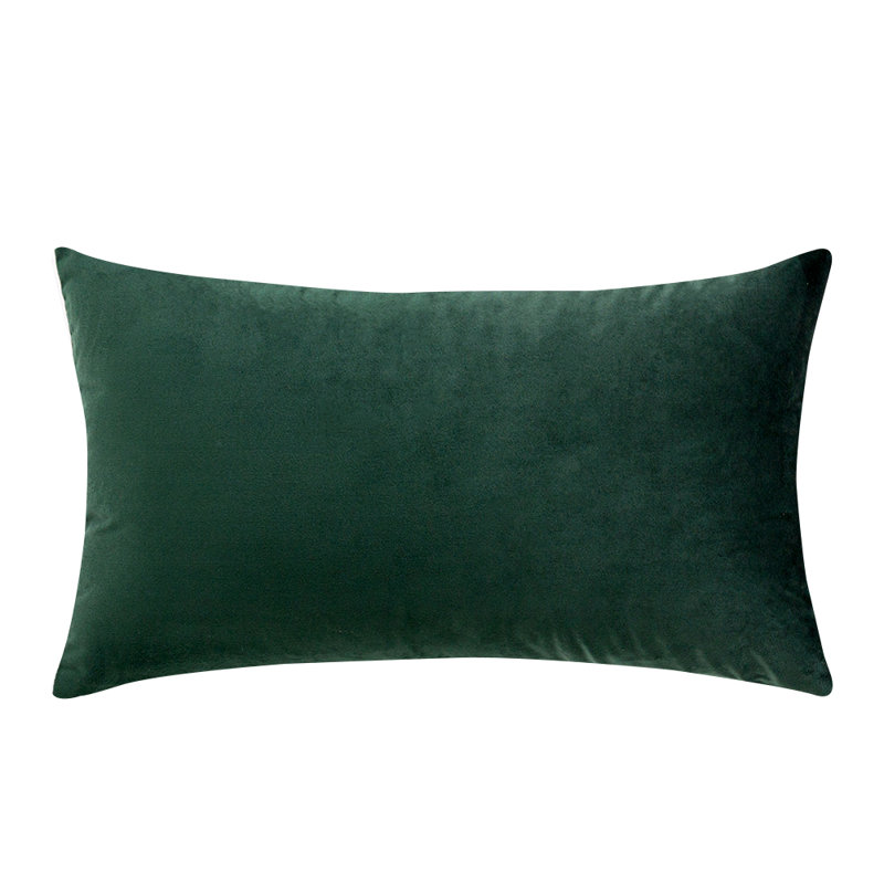 Velvet Reversible Throw Pillow, Dark Green, No