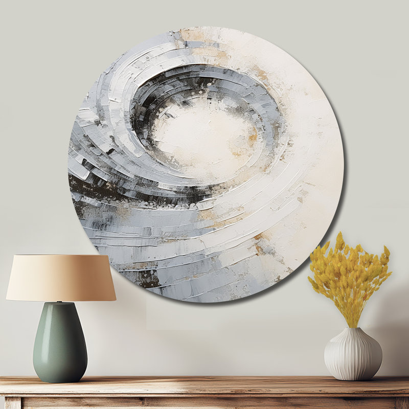 Cidnie - Reproduction d'art abstrait en métal rond, H 36 po x l 36 po