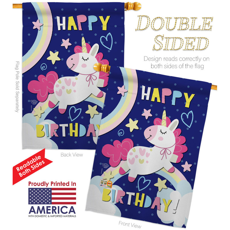 Double Sided 40'' H x 28'' W Polyester Birthday House Flag