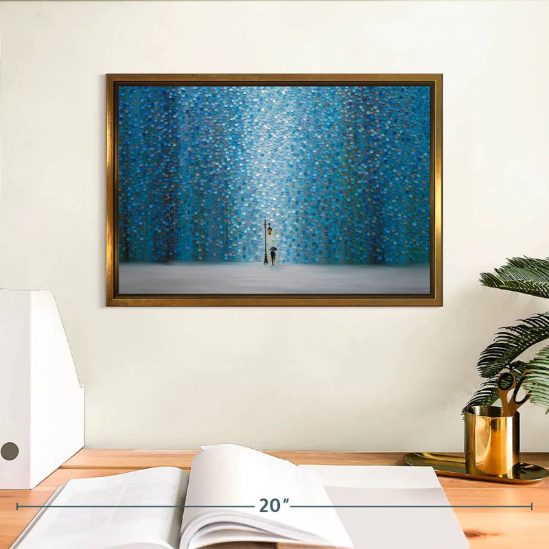 Pluie nocturne, Cadre flottant doré, 13 po x 9 po