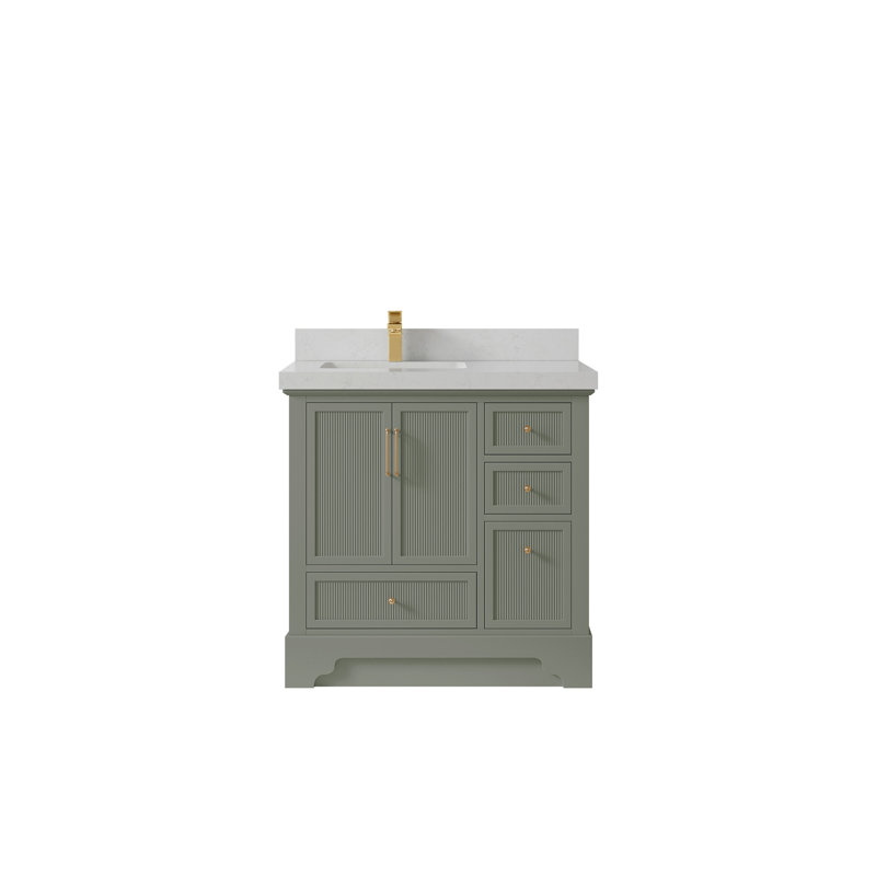 Ensemble de meuble-lavabo simple 36 po Colisa, Quartz de Carrare