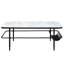 3 tables d'appoint: verre trempé à imprimé marbre blanc et plateau de rangement moderne et base en métal noir pour la maison