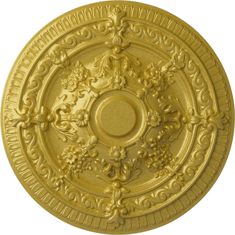 Médaillon de plafond Endurathane Loera, diamètre extérieur de 26 5/8 po x 4 1/2 po x P 1 3/8 po (convient aux auvents jusqu'à 6 1/4 po), fini craquelé de bière racinaire peint à la main