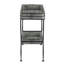 Table d'appoint en fer galvanisé 32 x 15 x 31 po pour coffres de jardin et usage sur terrasse, deux plateaux avec poignées, 8,3 kg, assemblage requis, comme élément décoratif, plateaux spacieux.