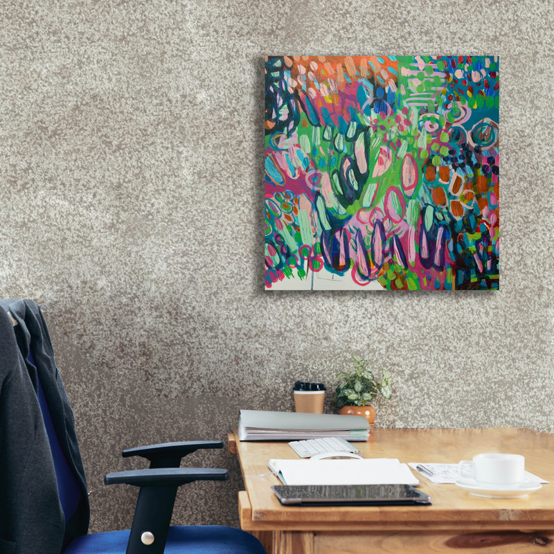 Toile épique Graffiti «Crazy Abstract Gardens No. 6» par Lindsey McAlister, art mural sur toile, 26 po x 26 po