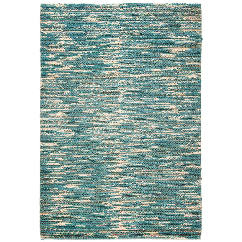 Clairvaux Natural Fiber Flat Weave Jute/Cotton Rug in Dark Green/Natural, Rectangle 5' x 8'