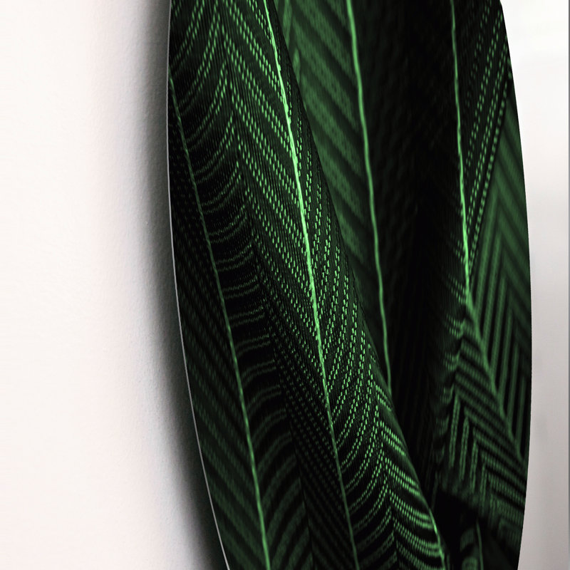 Tissu en soie vert foncé avec une fine rayure blanche - art mural traditionnel en cercle métallique