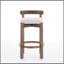 Ensemble de 2 tabourets de comptoir pivotants, tabourets de bar de style Mid-Century moderne avec dossier, hauteur de siège de 26 pouces, structure en bois massif, chaises de bar rembourrées en lin doux avec repose-pieds, idéal pour îlot de cuisine, noir, SW1882BK-444922916