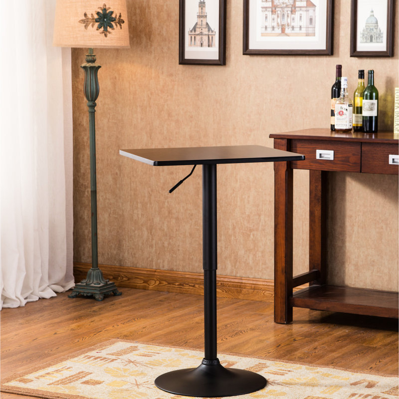 Table de bar en métal avec plateau carré noir et hauteur réglable - 24 po x 26 po H 36 po