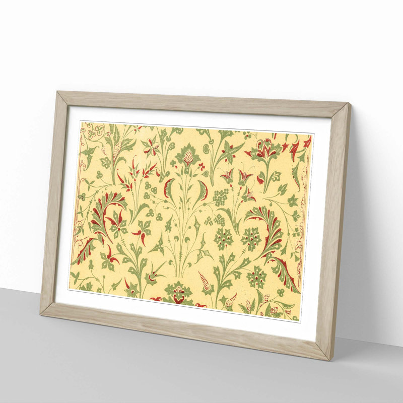 An Antique Floral Illustration by Owen Jones - Single Picture Frame Painting, 45cm H x 63cm W x 2cm D, Oak  Bordered Framed