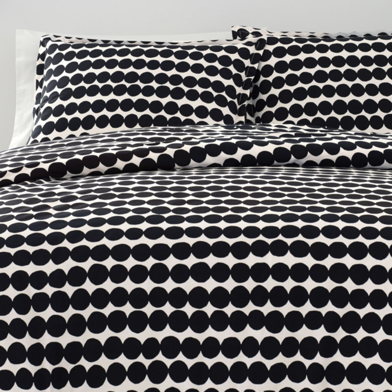 Marimekko Rasymatto Black Cotton Duvet Cover Set, King Duvet Cover + 2 Shams