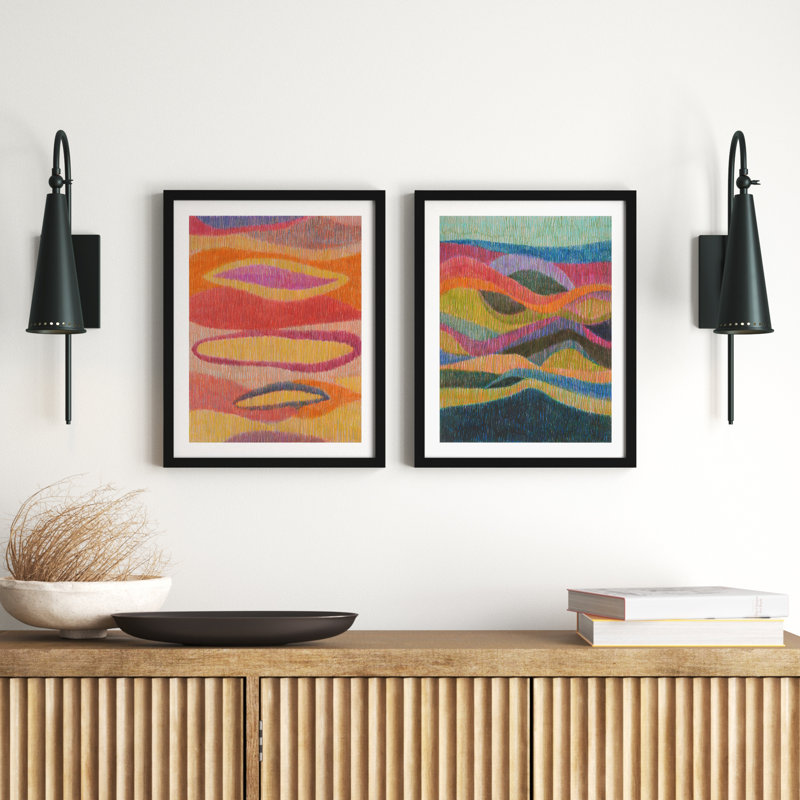 " Merengue & Tango. Set Of 2 " by Jacques Pilon 2 - Pieces Painting Print, Black Framed, 20" H x 16" W x 1.25" D