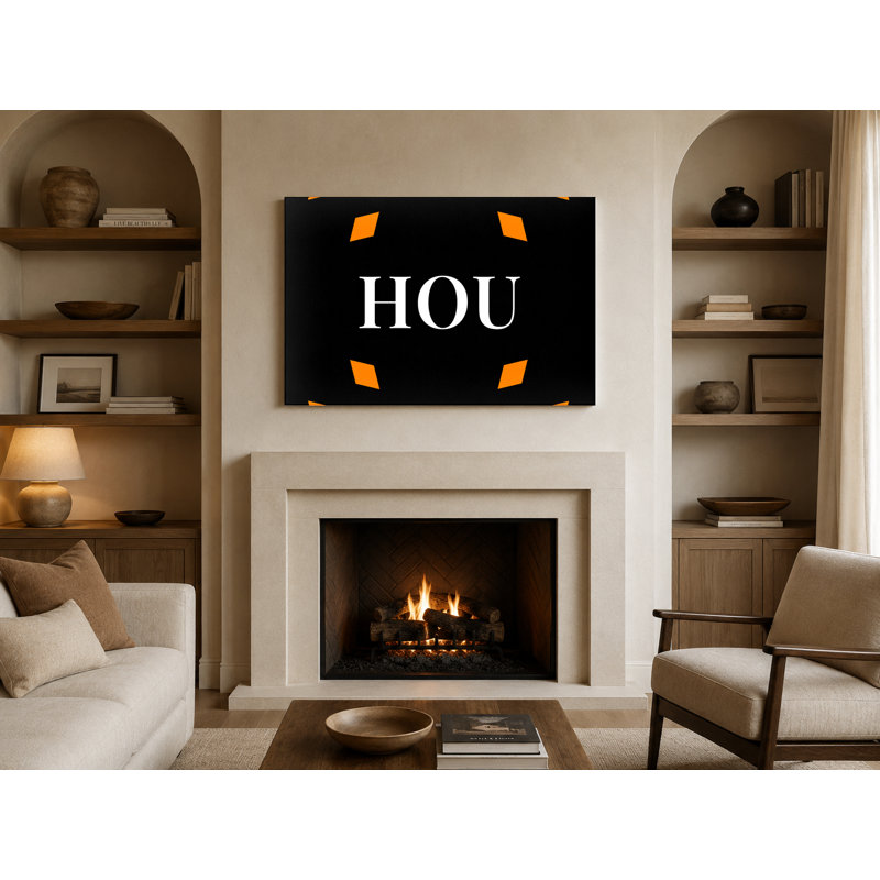 Monogramme de luxe Houston - orange, noir, blanc, H 12 po x l 18 po