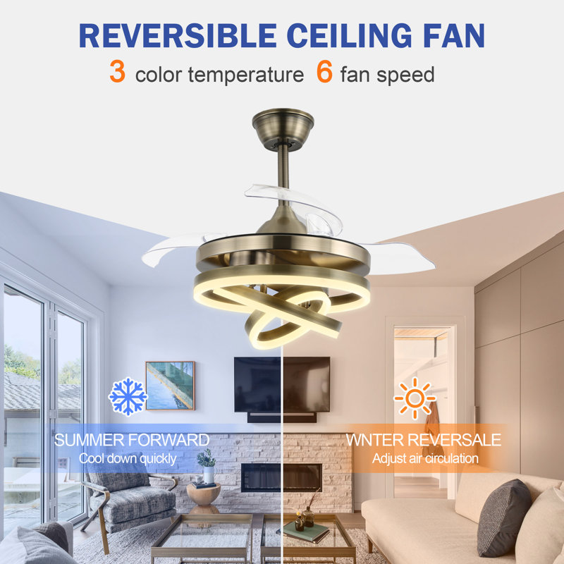 Ventilateur de plafond en métal Eucptus, Laiton