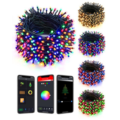Kelleia 66FT 200 LED Smart Outdoor String Lights DIY Color Changing 4th of July Lights