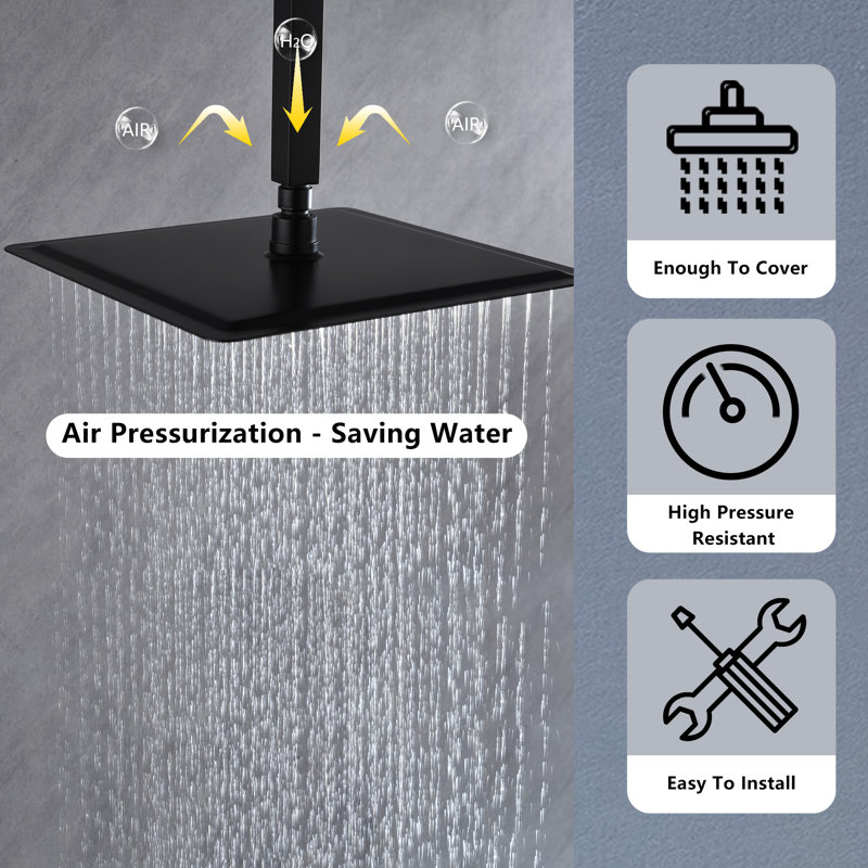 Pomme de douche fixe Rain, Noir mat