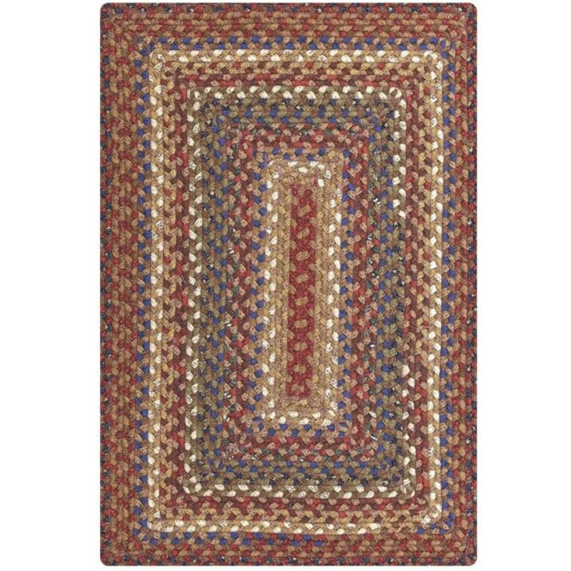Privett Braided Cotton Rug for Coastal Decor Rug, Rectangle 5' x 8', Brown/Red/Multicolor
