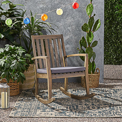 Chaise berçante de style Mid-Century, chaise de patio, chaise d'appoint avec dossier à lattes