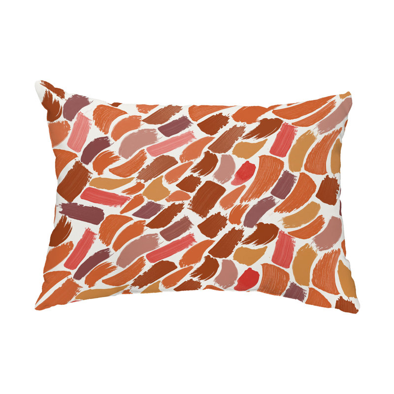 Abstract Outdoor Reversible Throw Pillow, Orange