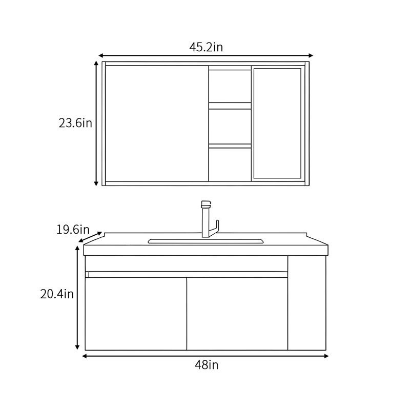 Cream-style minimalist bathroom cabinet