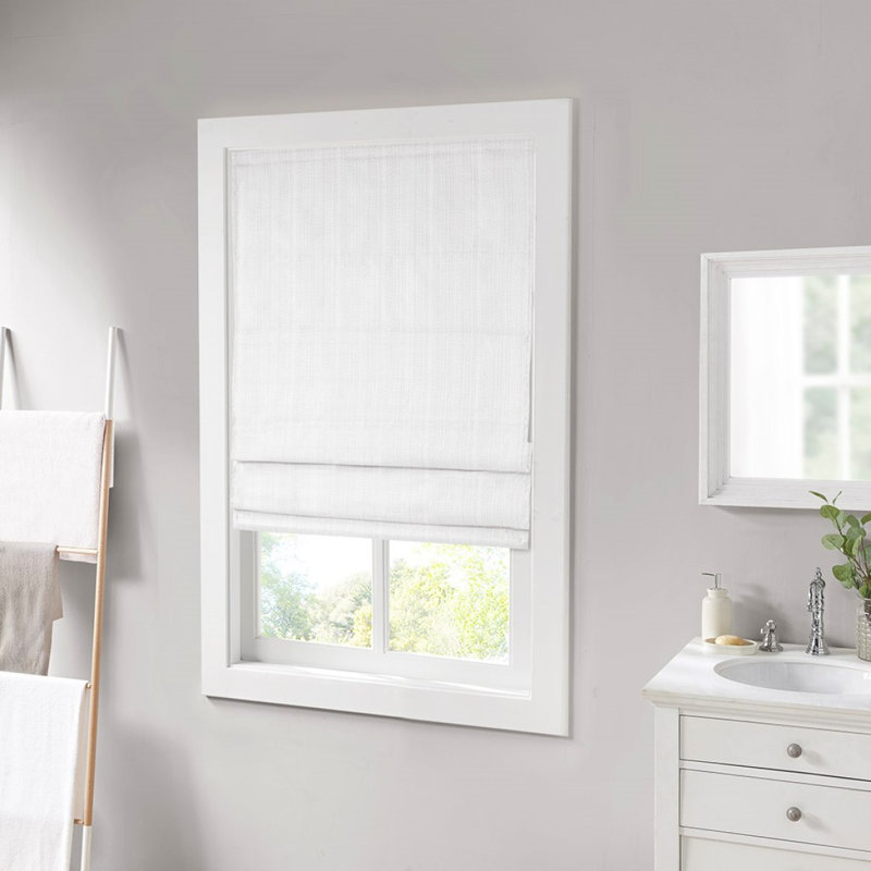 Store romain obscurcissant sans cordon Basketweave, Blanc, L 31,09 po x L 64,09 po