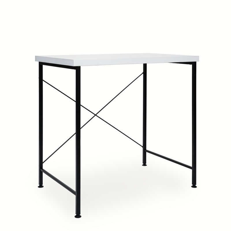 Malasha Metal Base Writing Desk, White, Black