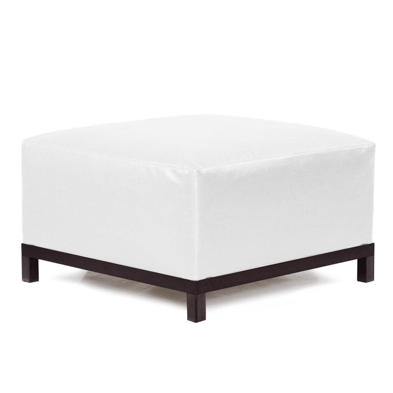 Woodsen Box Cushion Ottoman Slipcover, Atlantis White