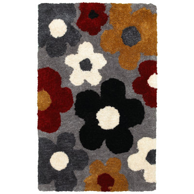 Tapis gris touffeté à la main Mathena