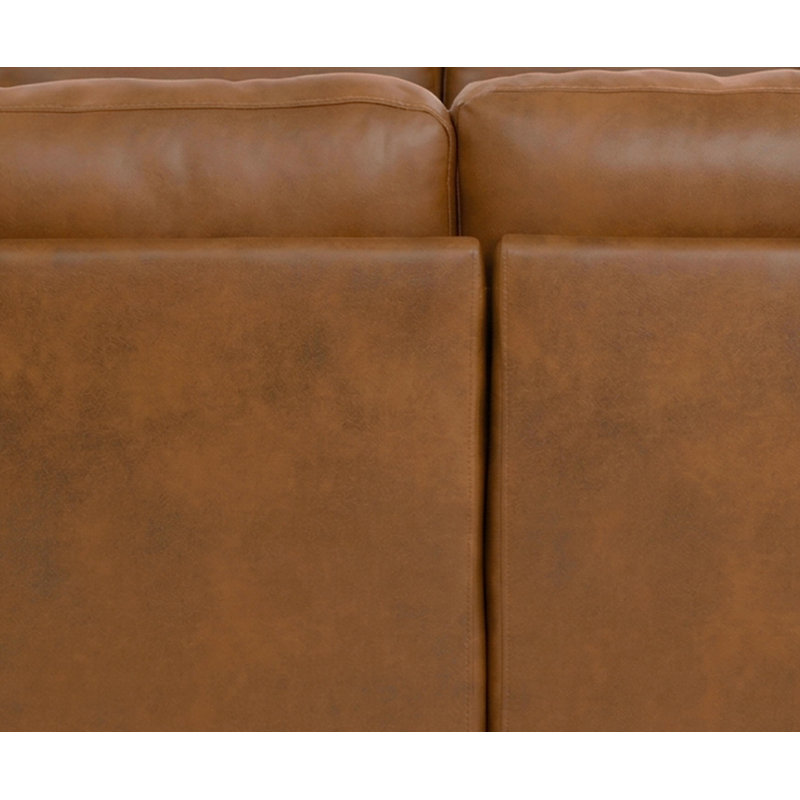 Canapé d'angle modulaire moderne de 240 cm avec pouf, canapé d'angle sans accoudoirs en tissu 6 pièces, Similicuir brun