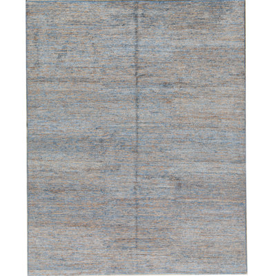 Tapis bleu et brun noué à la main de haute qualité