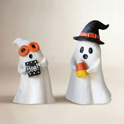 SET OF TWO RESIN HALLOWEEN GHOSTS