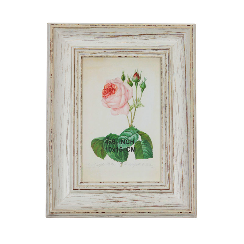 Cadre de table blanc vieilli, 4 po x 6 po