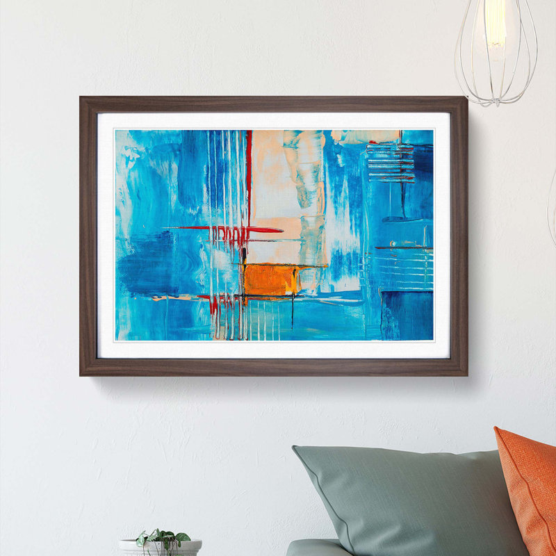 Abstract Art Painting Vol.427 by S.Johnson - Framed Print, 36cm H x 48cm W x 2cm D, Walnut Framed