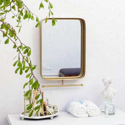 Attie Metal Rectangle Wall Mirror with Shelves