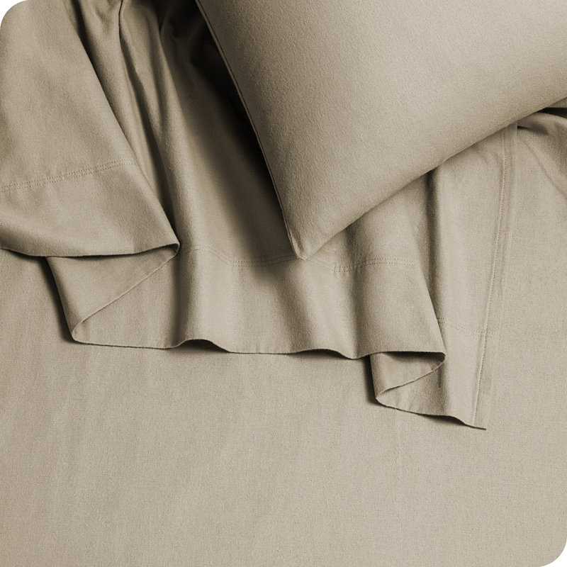 Twin Sand Organic Cotton Flannel Deep Pocket Sheet Set