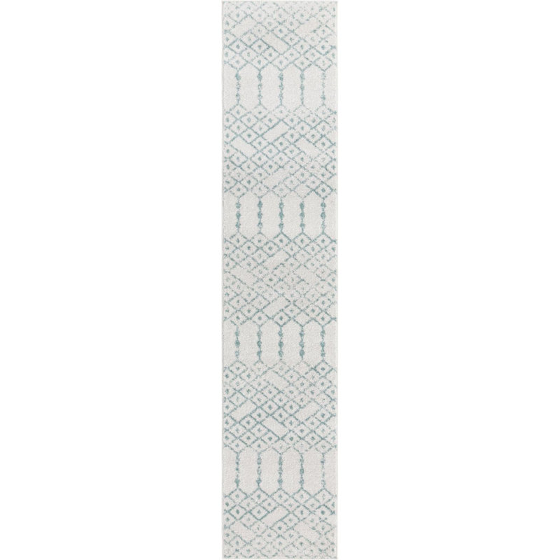 Tapis ivoire à motif géométrique ivoire d'Igon, Tapis de couloir 2 pi x 9 pi 10 po