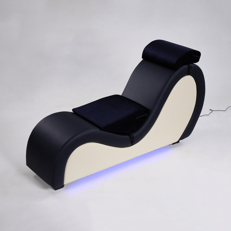 Faux Leather Chaise Lounge, White/Black