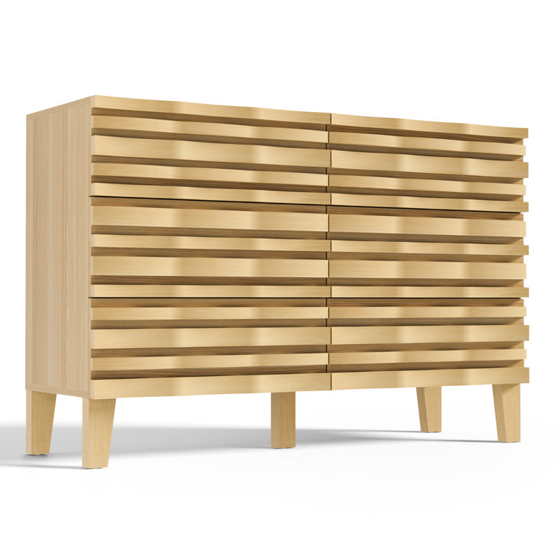 Sevyn 6 Solid Wood Drawer 47.2" W Double Dresser, Ivory