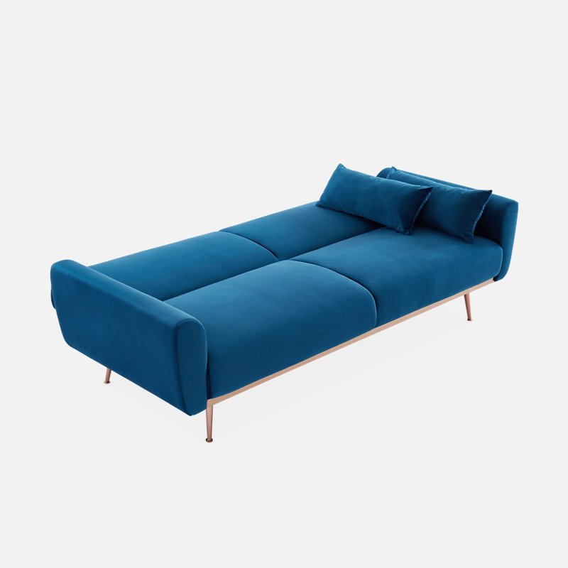 Segera 3-seater velvet convertible sofa bed, Blue