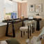 Bureau en bois massif noir en forme de L + fer-538557671-538557672