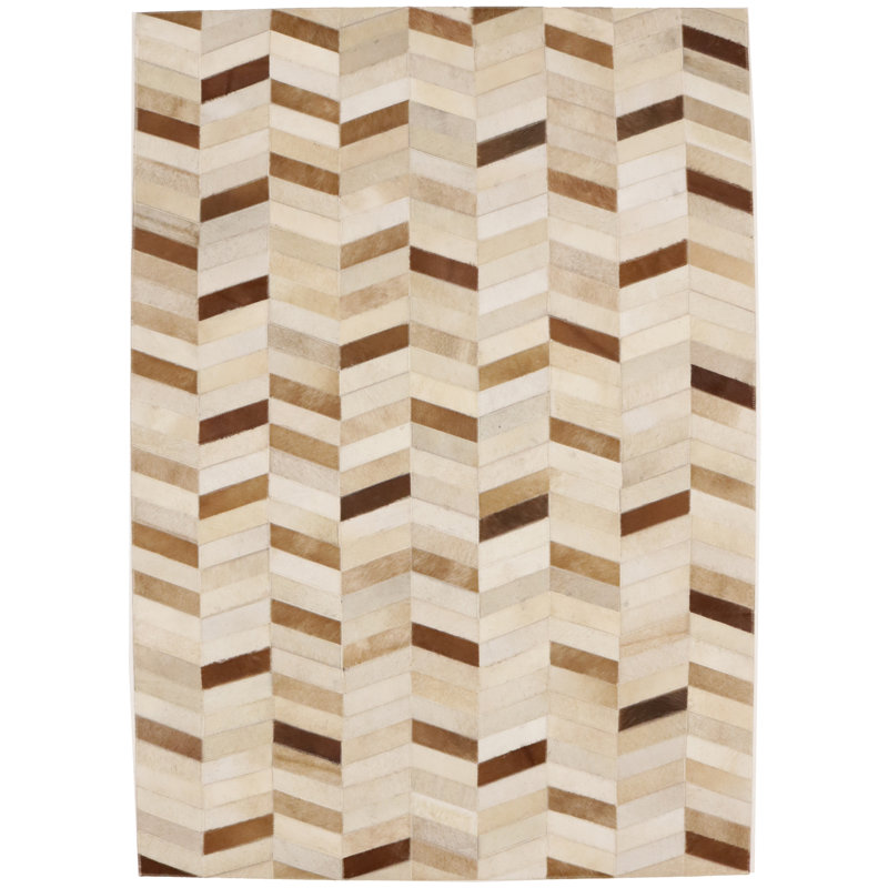 Tapis brun moderne en similicuir 4X6, Rectangle 4 pi x 6 pi