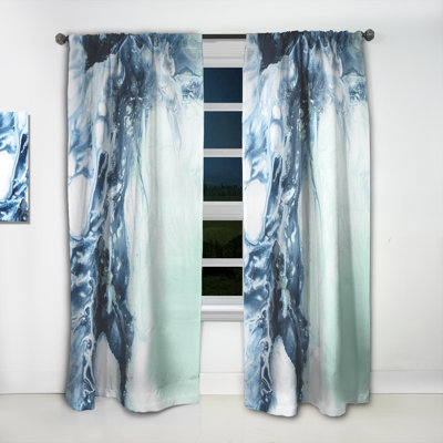 Art liquide bleu et vert - Rideau moderne - Velours obscurcissant - 1 panneau